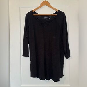 Eddie Bauer Black 3/4 Sleeve Criss Cross Shirt